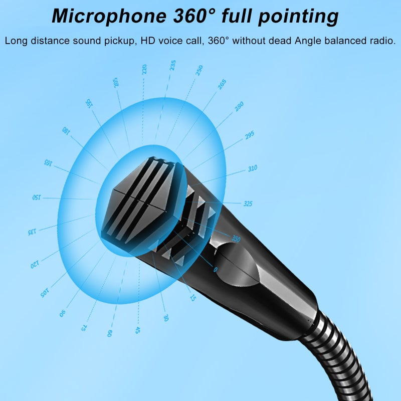 صدى ميكروفون USB - ميكروفون معدني مرن متعدد الاتجاهات بزاوية التقاط 360 درجة مع خاصية مقاومة الضوضاء، ميكروفون مكتبي USB للمؤتمرات والبث المباشر - Image 4