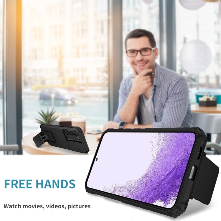 ShieldTech غطاء خلفي لهاتف سامسونج جالاكسي S23 FE | درع كاميرا منزلق | حامل ثلاثي الأبعاد أسود | غطاء حماية 360 درجة لهاتف سامسونج جالاكسي S 23 FE | S23FE 5G PC، أسود - Image 5