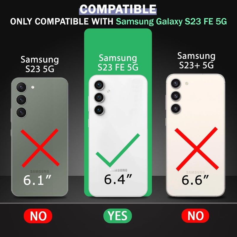 ShieldTech غطاء خلفي لهاتف سامسونج جالاكسي S23 FE | درع كاميرا منزلق | حامل ثلاثي الأبعاد أسود | غطاء حماية 360 درجة لهاتف سامسونج جالاكسي S 23 FE | S23FE 5G PC، أسود - Image 1