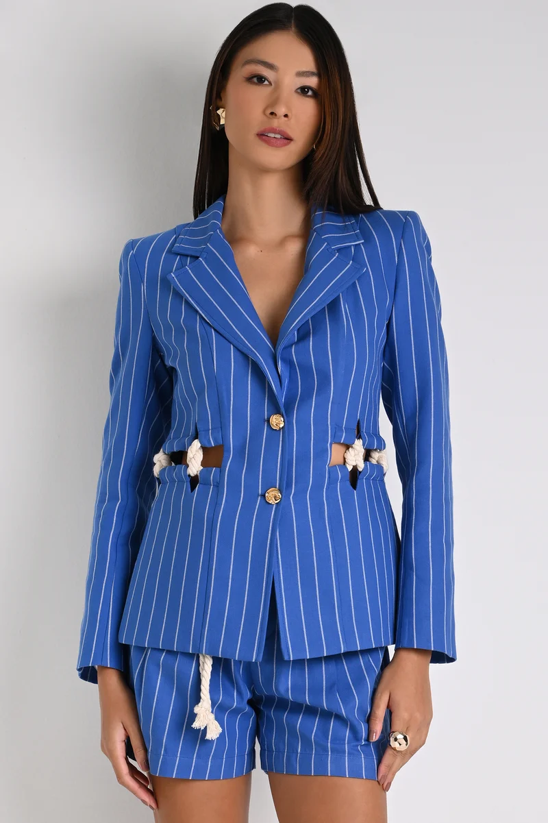 Striped Cord Detail Blazer