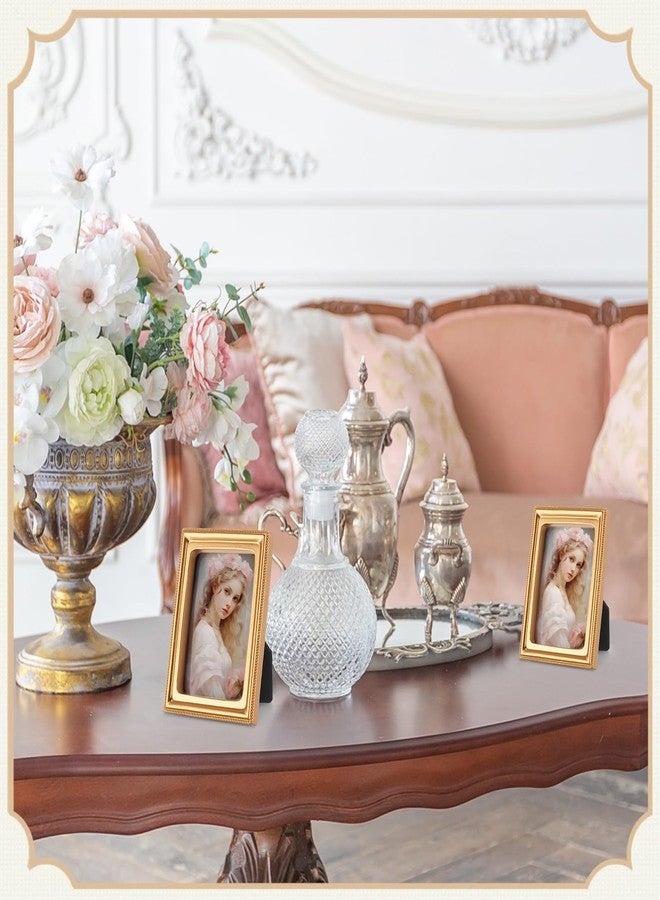 AceOrbit 10 Pcs Gold Mini Picture Frames Pack Small Retro Photo Frames with Backboard Antique Vintage Ornate Baroque Ornaments for Wall Hanging Tabletop Display Wedding Christmas Decor (Rectangle) - Image 4