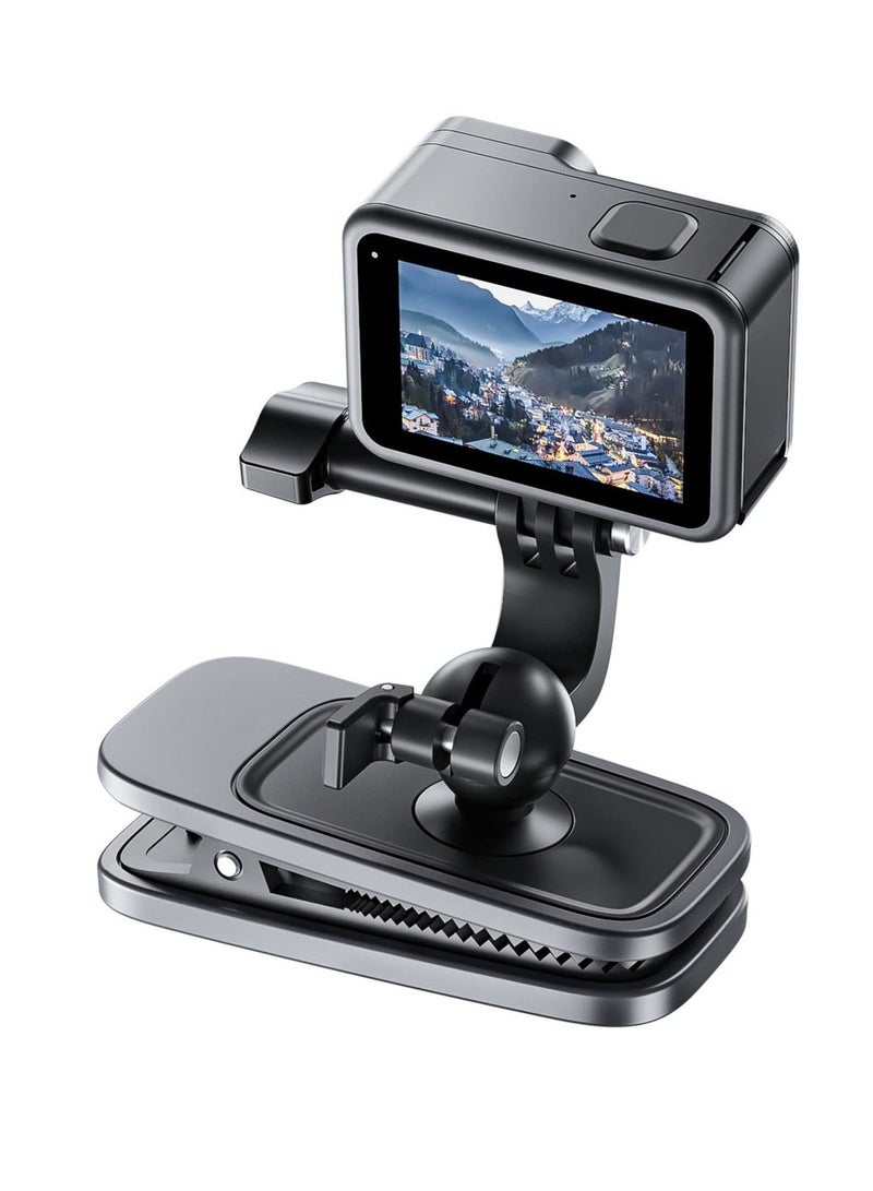Y&D Swivel Backpack Clip Mount with Ball Head Pivot Arm, Bag Shoulder Body Strap Holder Attach for GoPro Max Hero 11 10 9 8 7 6 5, Insta360 X2 X3, DJI Action 2 3 Accessories - Image 1