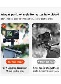 Y&D Swivel Backpack Clip Mount with Ball Head Pivot Arm, Bag Shoulder Body Strap Holder Attach for GoPro Max Hero 11 10 9 8 7 6 5, Insta360 X2 X3, DJI Action 2 3 Accessories  - Image 2