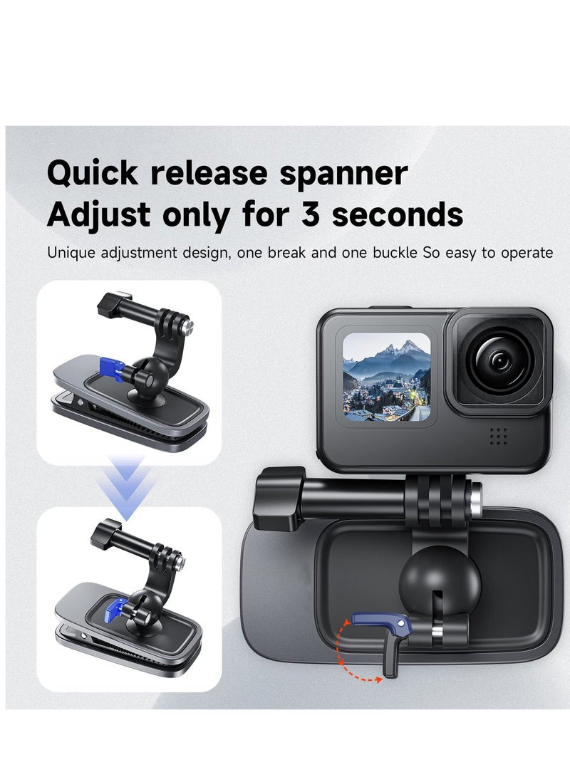 Y&D Swivel Backpack Clip Mount with Ball Head Pivot Arm, Bag Shoulder Body Strap Holder Attach for GoPro Max Hero 11 10 9 8 7 6 5, Insta360 X2 X3, DJI Action 2 3 Accessories - Image 3