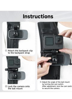 Y&D Swivel Backpack Clip Mount with Ball Head Pivot Arm, Bag Shoulder Body Strap Holder Attach for GoPro Max Hero 11 10 9 8 7 6 5, Insta360 X2 X3, DJI Action 2 3 Accessories  - Image 4