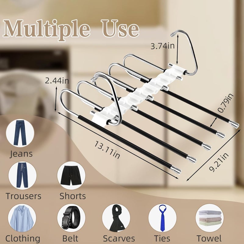 Space Saving Pants Hangers - 2 Pack Multi-Layer Rack for Organizing Pants, Jeans, Skirts, and Scarves - Image 3