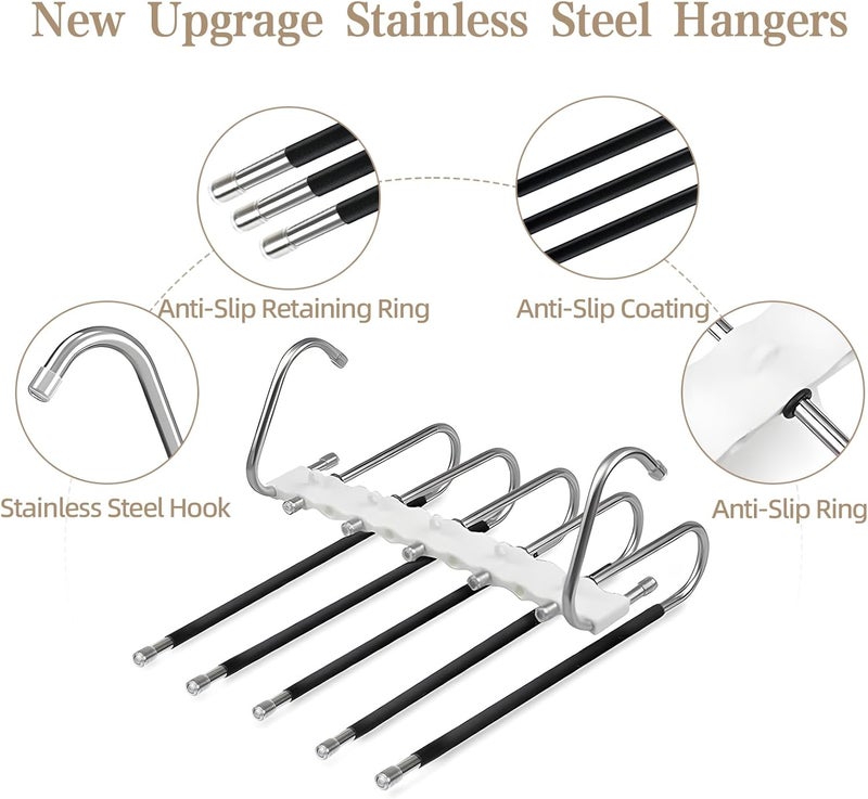 Space Saving Pants Hangers - 2 Pack Multi-Layer Rack for Organizing Pants, Jeans, Skirts, and Scarves - Image 2