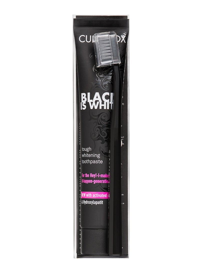 Curaprox Black Is White Whitening Toothpaste with Activated Charcoal 90ml + 5460 Super Soft Toothbrush - Image 1