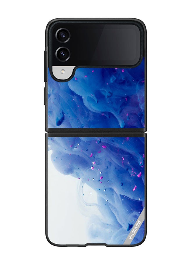 VR CREATIVE Protective Case Cover For Samsung Galaxy Z Flip4 Blue Abstract Design Multicolour - Image 1