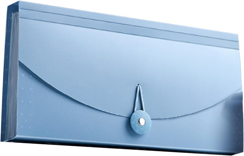 Blue Expanding File Folder with 13 Pockets Portable Document Organizer Durable Plastic Storage for Office Classroom Travel - Image 1