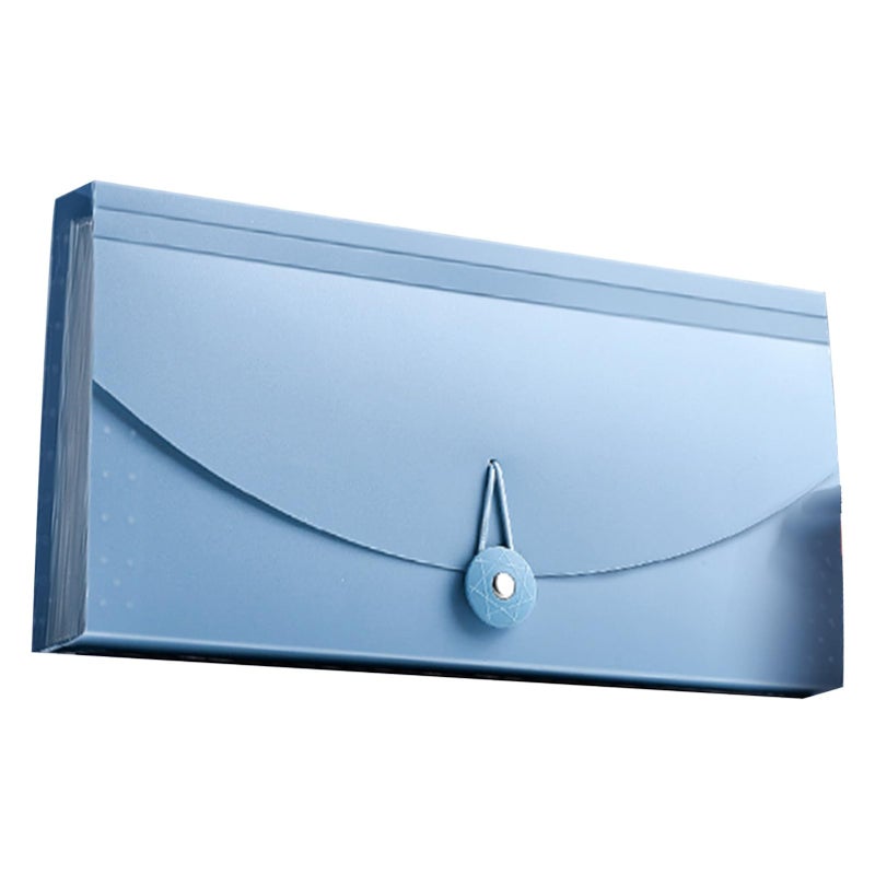 Blue Expanding File Folder with 13 Pockets Portable Document Organizer Durable Plastic Storage for Office Classroom Travel - Image 2
