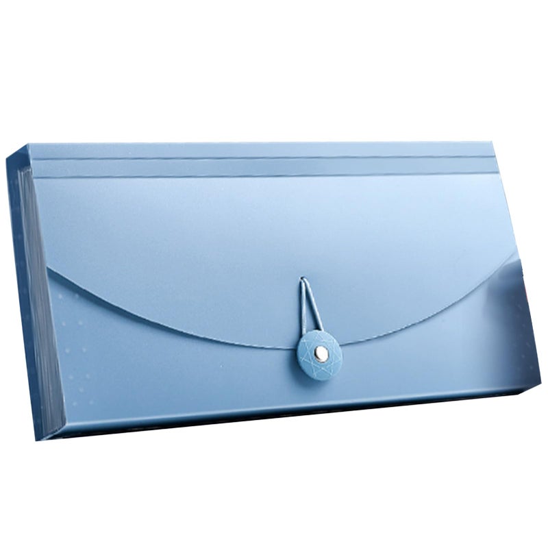 Blue Expanding File Folder with 13 Pockets Portable Document Organizer Durable Plastic Storage for Office Classroom Travel - Image 5