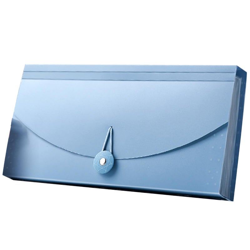 Blue Expanding File Folder with 13 Pockets Portable Document Organizer Durable Plastic Storage for Office Classroom Travel - Image 4