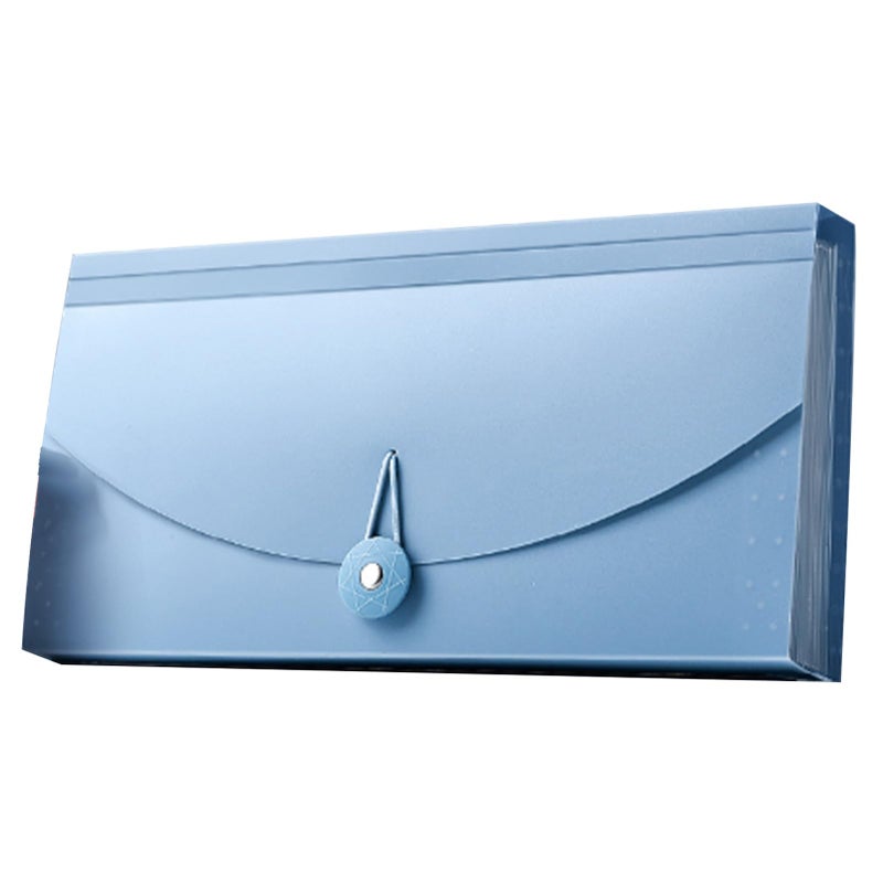 Blue Expanding File Folder with 13 Pockets Portable Document Organizer Durable Plastic Storage for Office Classroom Travel - Image 3