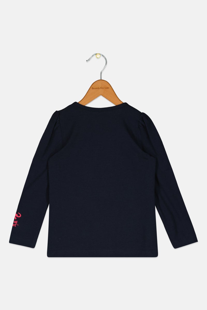 NAME IT Animal Planet Toddlers Girl Crew Neck Long Sleeve Metallic T-Shirt, Navy - Image 2