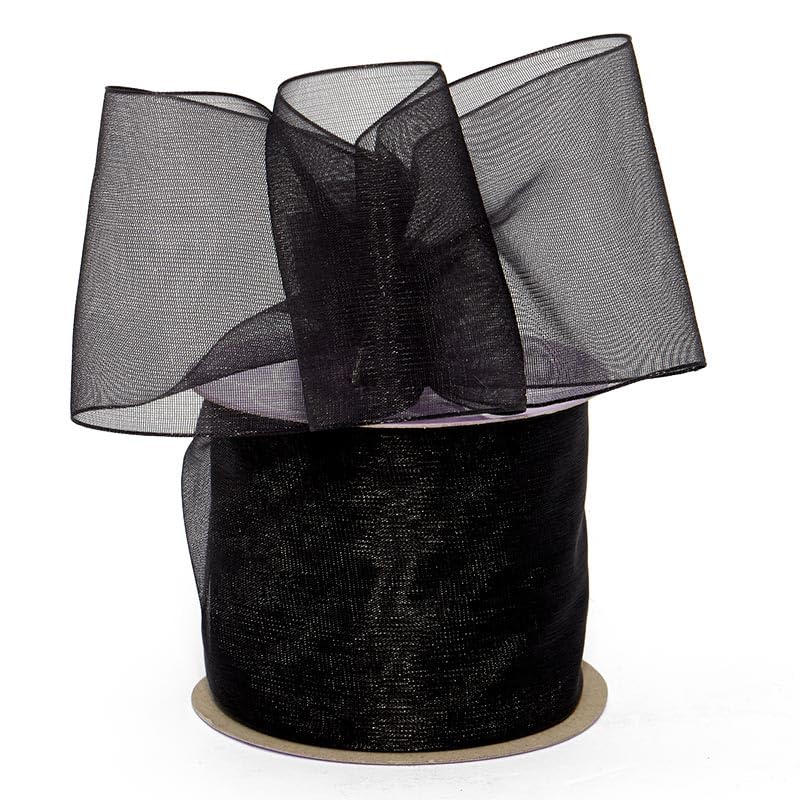 Paper Mart Black Shimmer Sheer Organza Ribbon 1 12 X 25 Yards - Image 2
