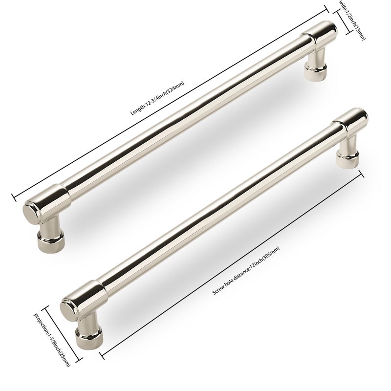 Cabdm 6 Pack Polished Nickel Cabinet Pulls,12 Inch(305Mm) Hole Centers Cabinet Handles Kitchen Hardware For Cabinets And Drawer - Image 2