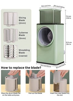 AGD Manual Rotary Vegetable Slicer and Grater with Stainless Steel Peeler (Green)  - Image 2