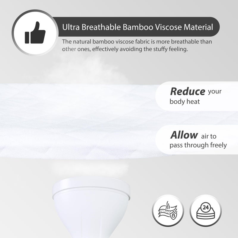 Ruili Bamboo Viscose Waterproof Crib Mattress Protector, 2 Pack Quilted Fitted Breathable Toddler Baby Mattress Cover, Organic Bamboo Viscose Soft Crib Mattress Pad, White (52x28 Inches) - Image 5
