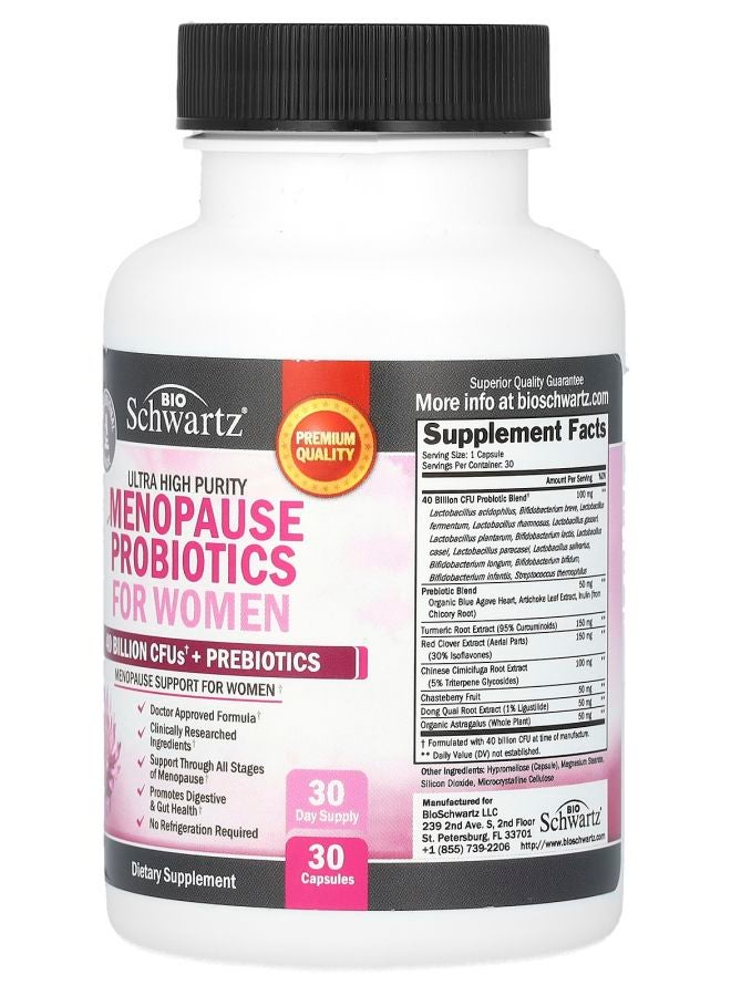 BioSchwartz Ultra High Purity Menopause Probiotics For Women  30 Capsules - Image 2