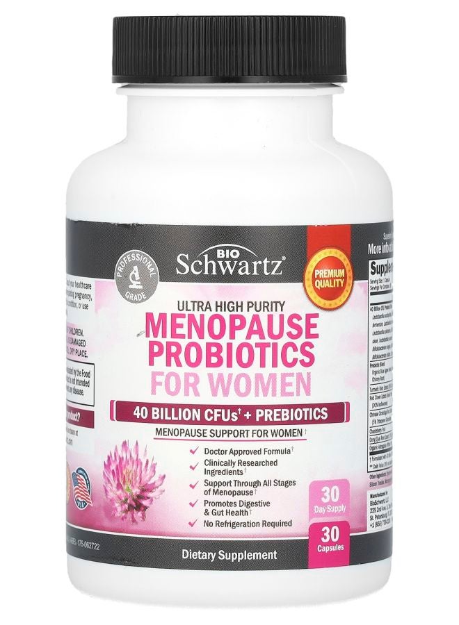 BioSchwartz Ultra High Purity Menopause Probiotics For Women  30 Capsules - Image 1