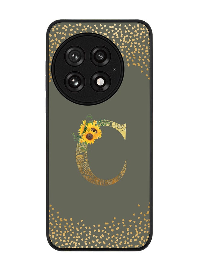 Stylizedd For OnePlus 13 5G Case,Slim fit Camera Protection, Shockproof Thin Phone cover  - Custom Floral Monogram - C  (Olive Green ) - Image 1