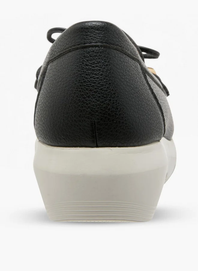 لو كونفورت Bow Accent Slip-On Moccasins with Wedge Heels