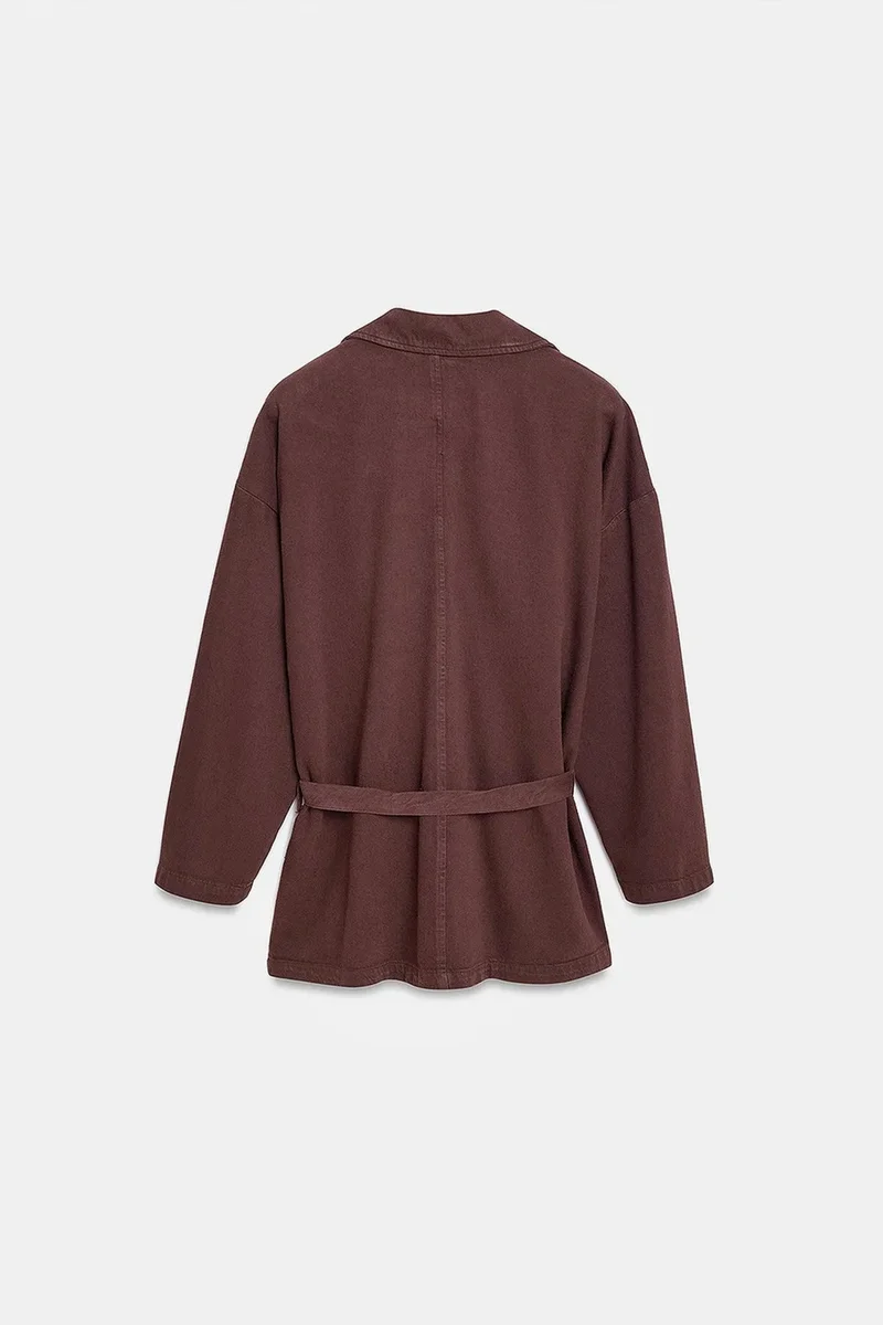 Dilvin Coffee Brown DILVIN Oversized Belted Long Jacket for Women | Best Price UAE