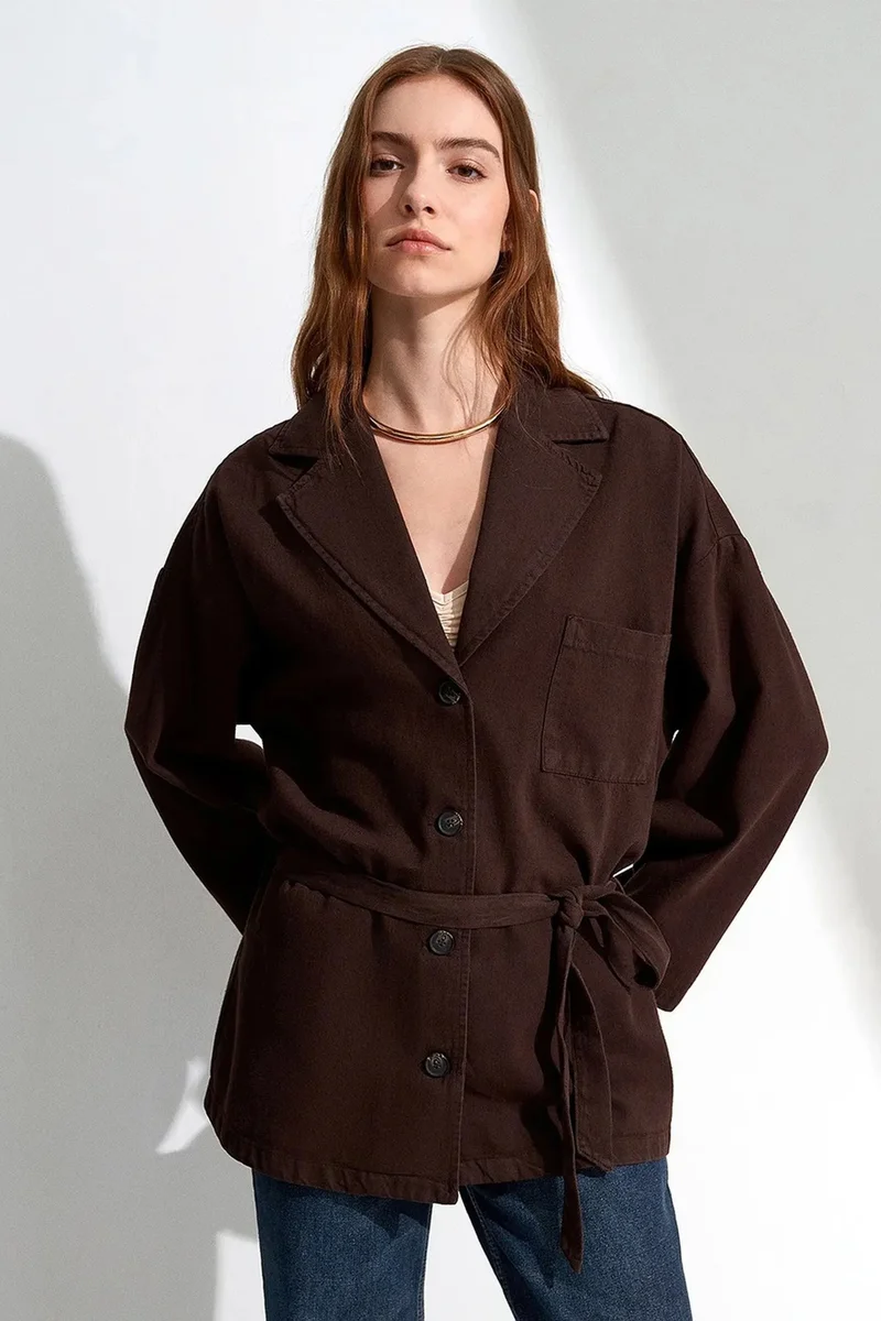 ديلفين DILVIN Oversized Belted Long Jacket