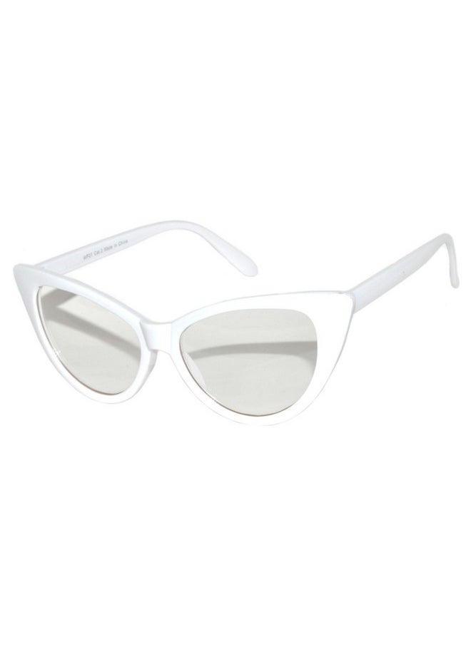 OWL - Cat Eye Glasses For Women Retro Vintage 1950 Inspired White Frame Clear Lens - Image 1