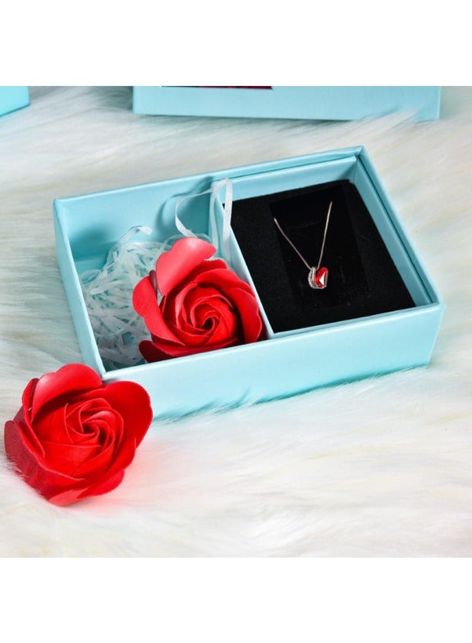 Eternal Red Roses & Heart Necklace Gift Set – Elegant Jewelry Box with Artificial Flowers, Perfect for Valentine's Day, Mother's Day, Birthday & Anniversary - Image 4