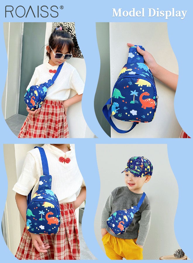 roaiss 2 Pcs Kids Baseball Cap and Shoulder Bag Set, Cartoon Dinosaur Print Sun Hat, Summer Outdoor Travel Sports Peaked Hat and Crossbody Vacation Beach Bag for Boy Girl - Image 2