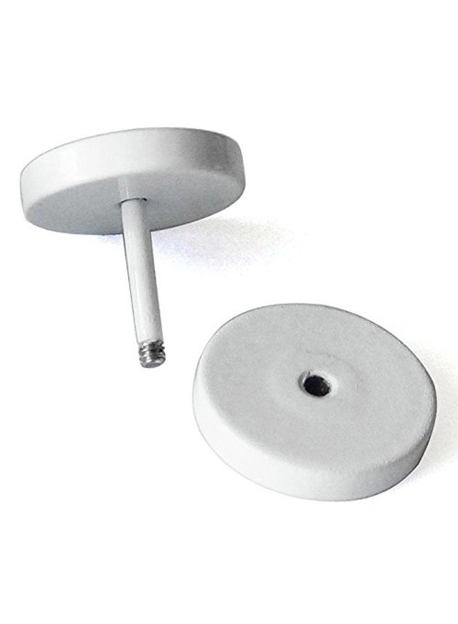 COOLSTEELANDBEYOND 2pcs 6-12MM White Circle Stud Earrings Men Women, Steel Cheater Fake Ear Plugs Gauges Illusion Tunnel - Image 4