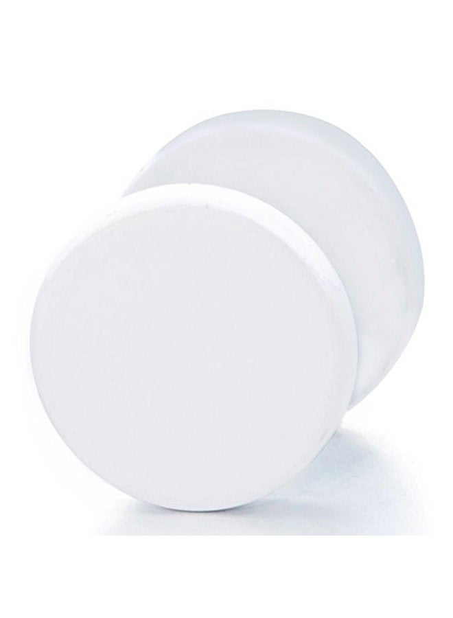 COOLSTEELANDBEYOND 2pcs 6-12MM White Circle Stud Earrings Men Women, Steel Cheater Fake Ear Plugs Gauges Illusion Tunnel - Image 3