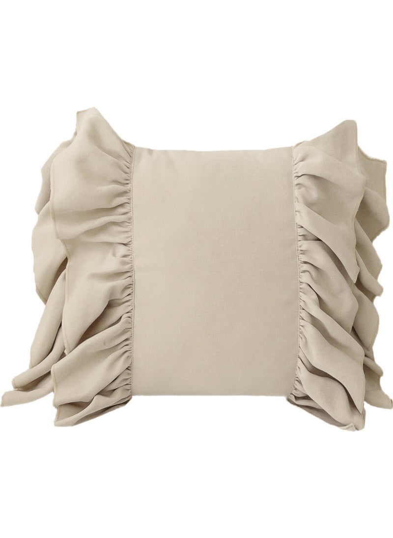 Ritmo Home Frilly Vintage Bohemian Throw Pillow Cover Mink 