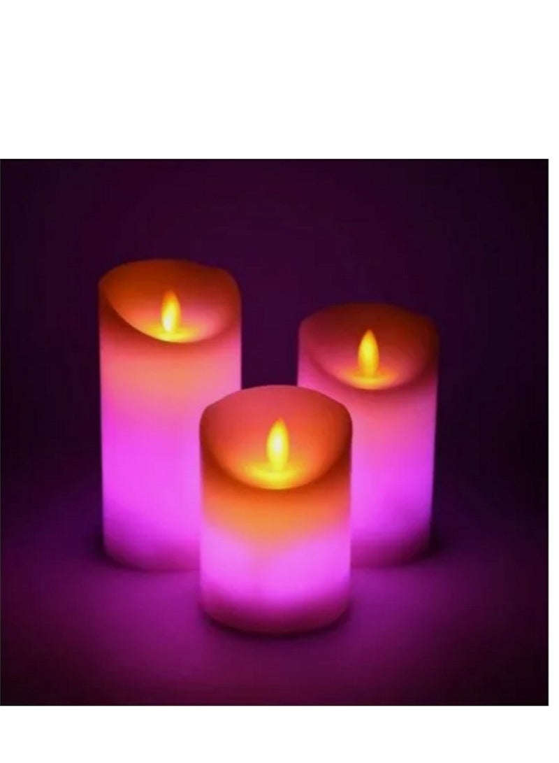 3-Piece LED Candle Light Set With Remote Control Timer Multicolour - Image 2