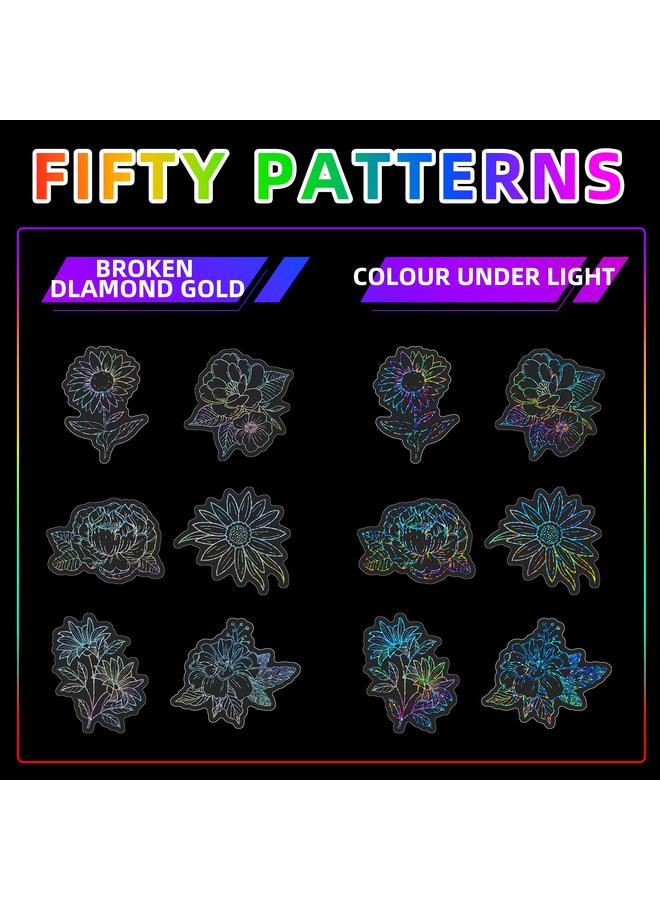 Bluejw 50 New Transparent Laser Flower Stickers Dream Flowers Laser Waterproof Hand Account Material Goo Card Decoration - Image 4