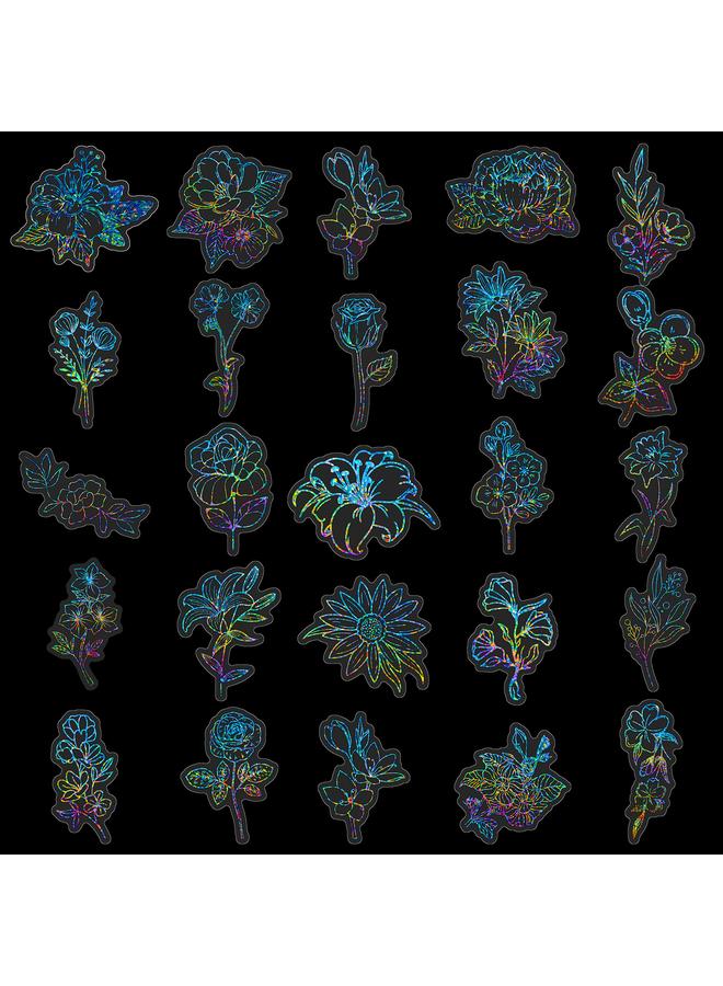 Bluejw 50 New Transparent Laser Flower Stickers Dream Flowers Laser Waterproof Hand Account Material Goo Card Decoration - Image 5