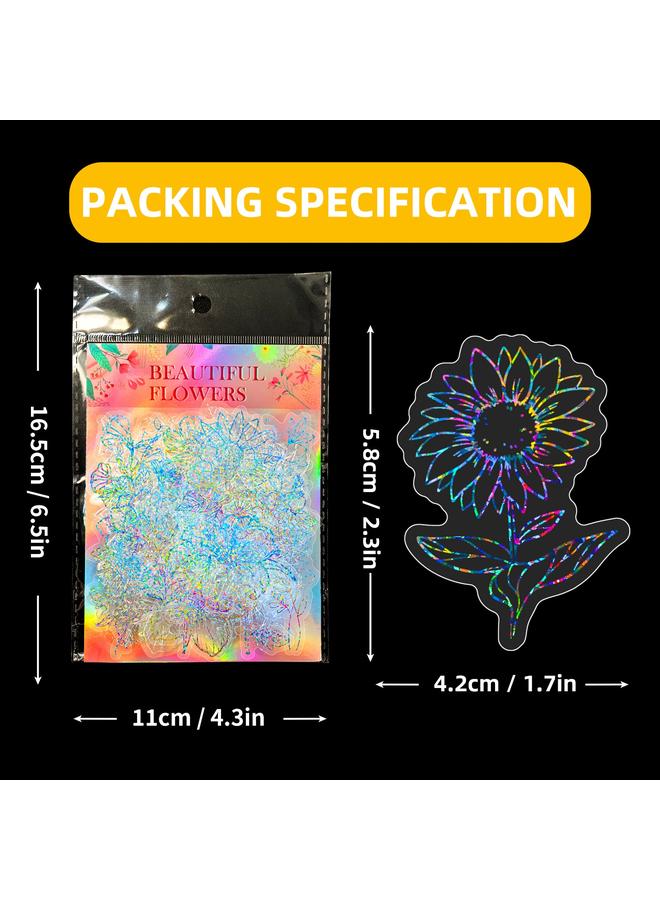 Bluejw 50 New Transparent Laser Flower Stickers Dream Flowers Laser Waterproof Hand Account Material Goo Card Decoration - Image 3