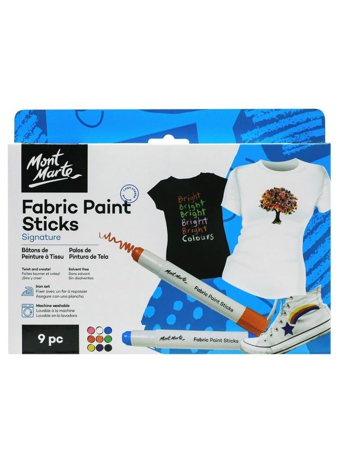 Mont Marte Fabric Paint Sticks set of 9 colors - Image 1