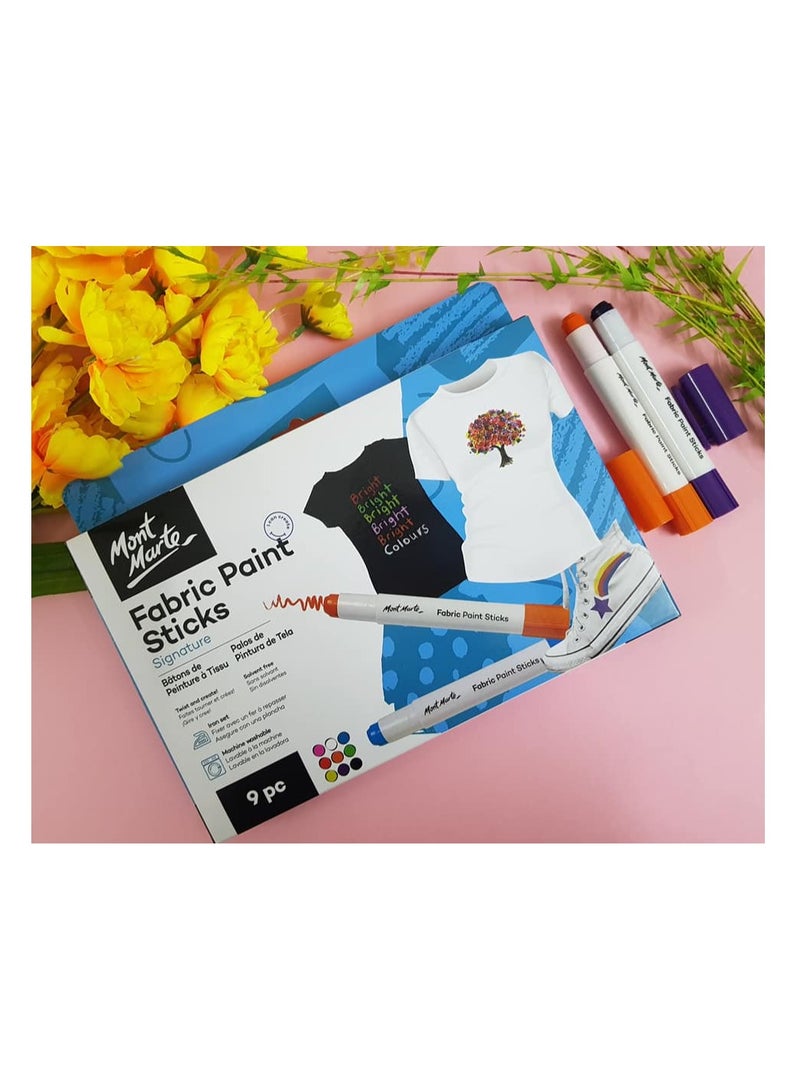 Mont Marte Fabric Paint Sticks set of 9 colors - Image 4