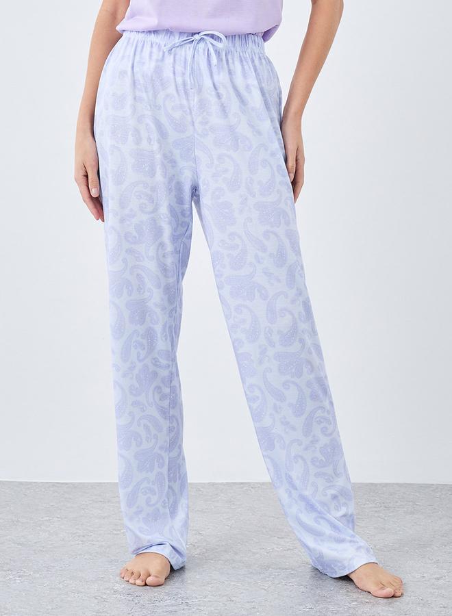 Styli Ruffle Neck Placket Detail Tank and Paisley Print Pyjama Set - Image 5