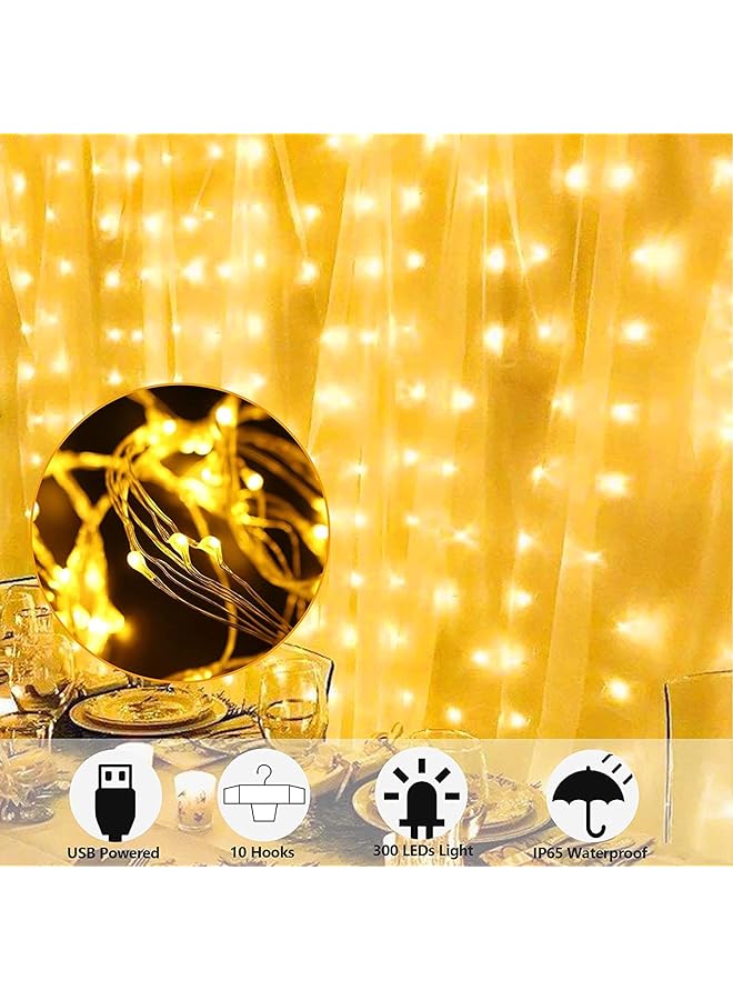 erorex Curtain Decorative String Lights Window Curtain Fairy String Lights Outdoor Ramadan String Lights 10M 80 Leds Battery Operated Night Light For Ramadan Wedding Party Home White Ball - Image 2