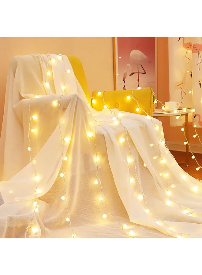 erorex Curtain Decorative String Lights Window Curtain Fairy String Lights Outdoor Ramadan String Lights 10M 80 Leds Battery Operated Night Light For Ramadan Wedding Party Home White Ball - Image 5