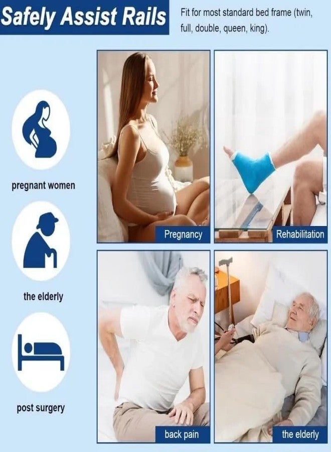 VALAJOGI 25" Bedside Safety Handle | Bed Side Rail for Adults | Medical Bed Assist Bar with Storage Pocket | Fall Prevention Safety Hand Guard Grab Bar for Elderly with Storage Pocket (61x56x9 Cm) - Image 3
