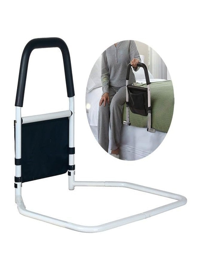 VALAJOGI 25" Bedside Safety Handle | Bed Side Rail for Adults | Medical Bed Assist Bar with Storage Pocket | Fall Prevention Safety Hand Guard Grab Bar for Elderly with Storage Pocket (61x56x9 Cm) - Image 1
