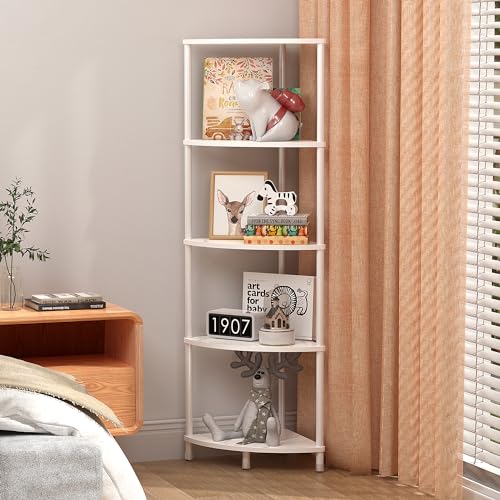 Greatseas 5 Tier Corner Shelf Stand, 44.1" Kitchen Shelf Organizer with Metal Frame, Small Corner Shelf for Bathroom Organization & Storage, Marble White Corner Shelf for Kitchen Decor Accessories - Image 4