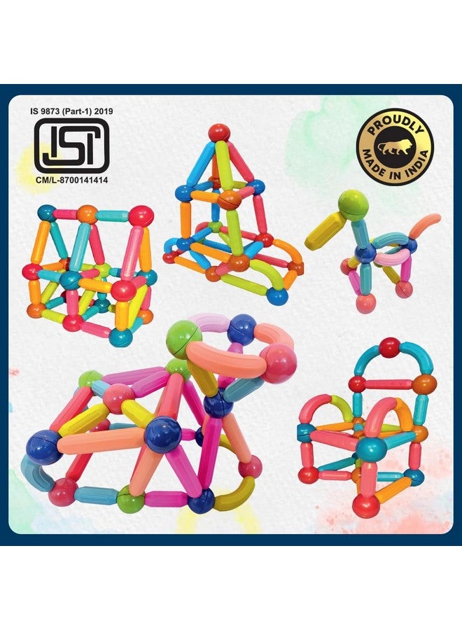 Wembley Magnetic Roundels Stick Building for Kids Toys for Girls Magnetic Toys for Boys Age 3+ Years 4 5 6 7 8 10 12 14 Old - STEM Learning Creative Brain Development Toys with Magnet Balls - 32 Pcs - Image 2