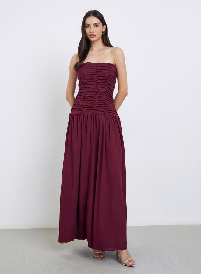 ستايلي طقم فستان طويل بياقة باندو مع أكمام كيب - Image 4