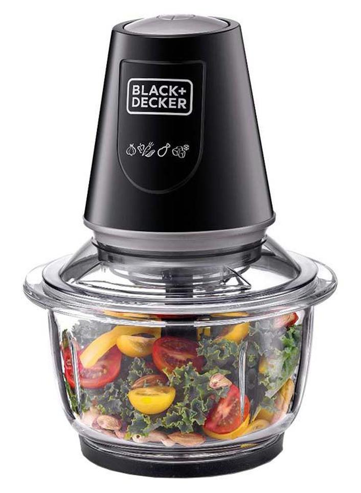 BLACK+DECKER Multi-Function Glass Chopper & Mincer, XXL 1.2L Bowl, 4-Blade System, Pulse Speed for Precision, Ice Crushing, Compact Sleek Black Design, Easy to Clean, 1.2 L 400 W GC400-B5 Clear/Black - Image 1